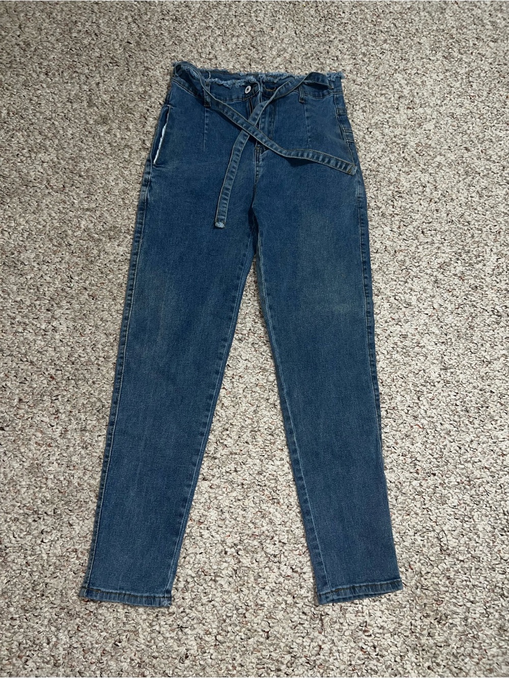 High-Waist Blue Paperbag Jeans for Women